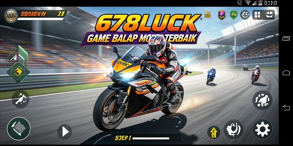 Gameplay menegangkan dalam balap motor yang seru.