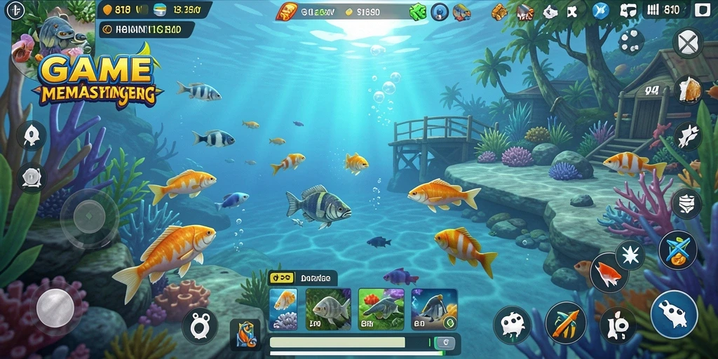 Tampilan gameplay <strong>8180</strong> yang menampilkan aksi memancing yang mendebarkan.