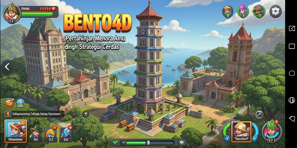 Menara strategis menghentikan gelombang musuh dalam BENTO4D.