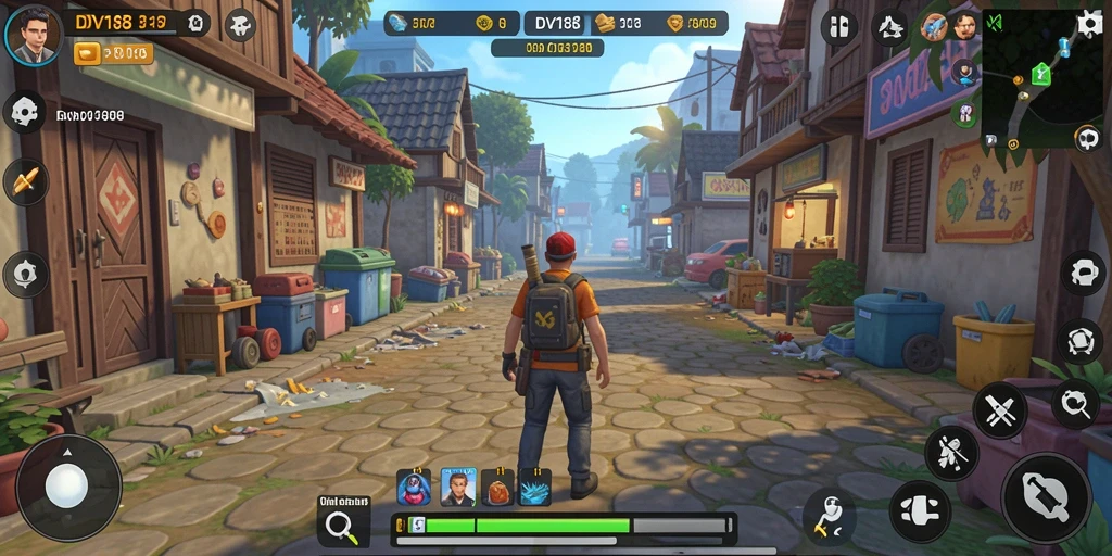 Tampilan gameplay DV188 dengan karakter yang bekerja secara otomatis.
