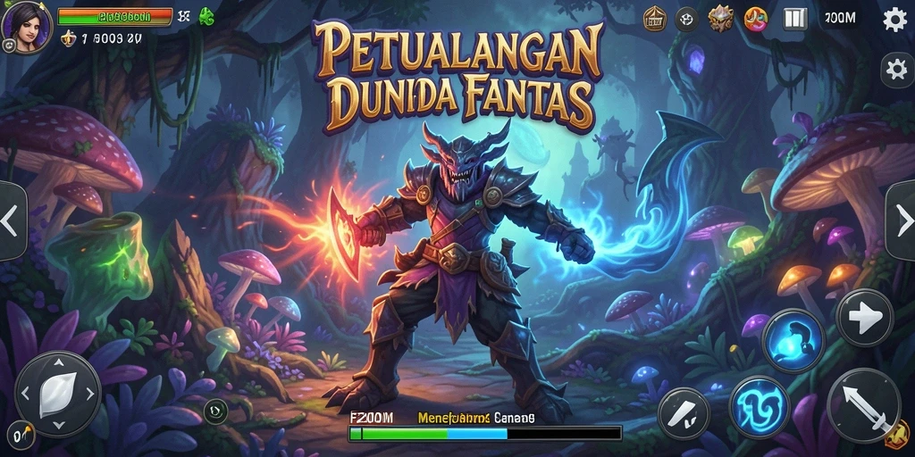 Screenshot utama menampilkan aksi seru di dalam dunia F200M.