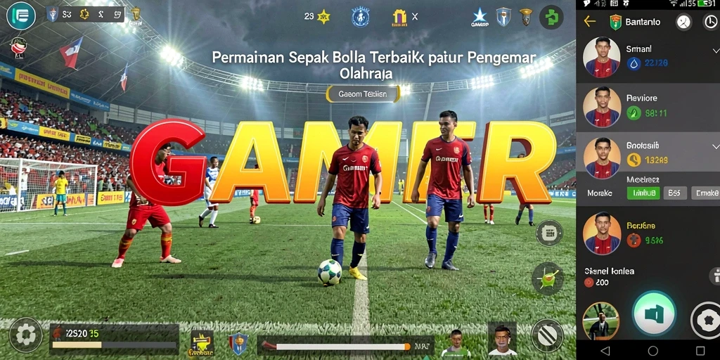 Screenshot GAMERP menampilkan aksi seru di lapangan sepak bola.