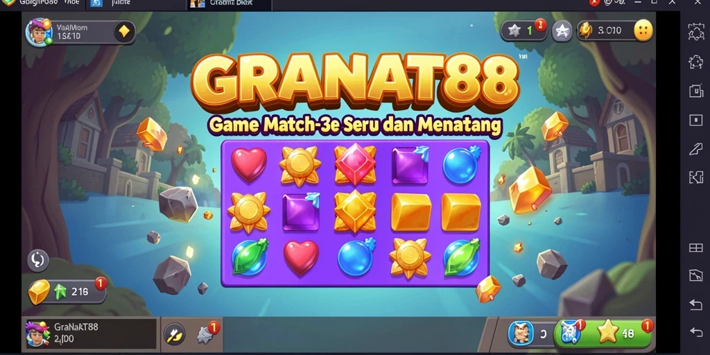 Tangkapan layar utama GRANAT88 menampilkan momen seru gameplay Match-3.