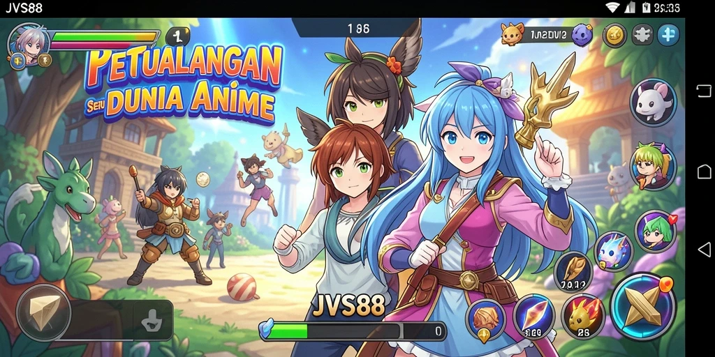 Menampilkan karakter anime dari JVS88 dalam aksi seru.