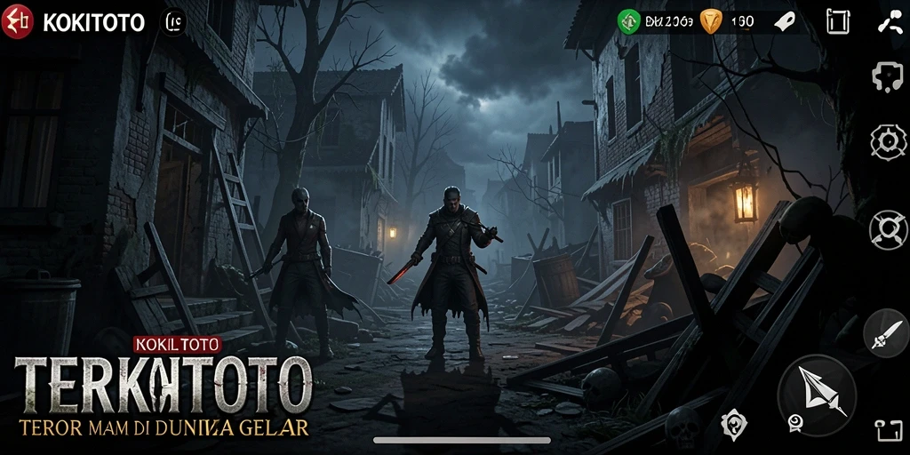 Screenshot menampilkan gameplay seram KOKITOTO dengan makhluk mengerikan.