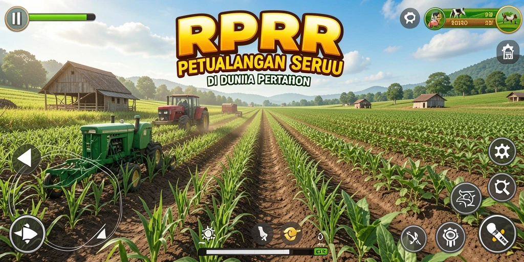 Screenshot gameplay RPRR menampilkan aktivitas bertani yang seru.