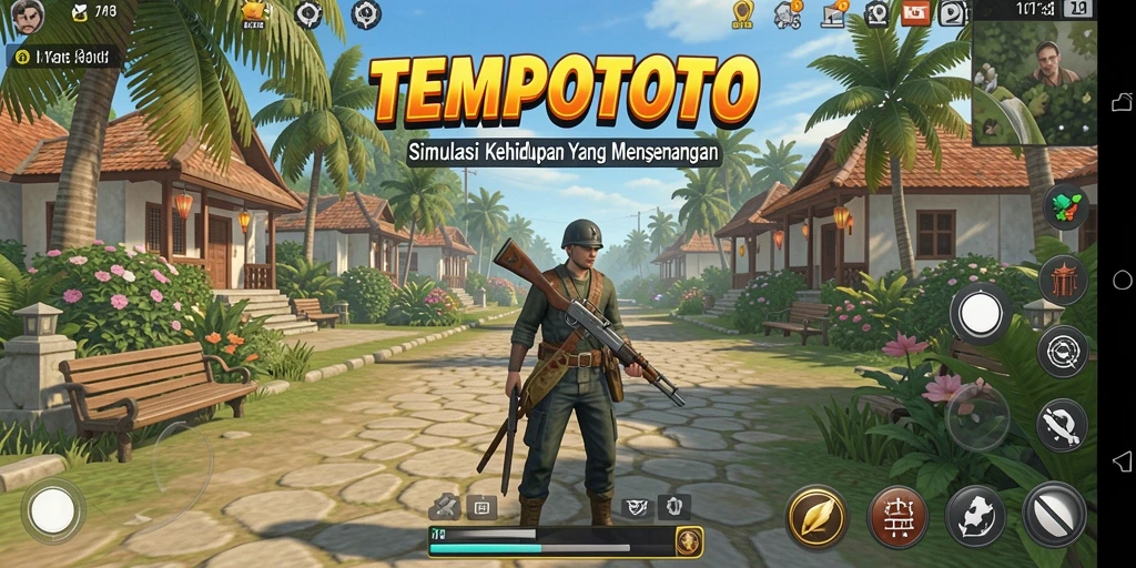 Tampilan gameplay TEMPOTOTO yang penuh warna dan interaktif.