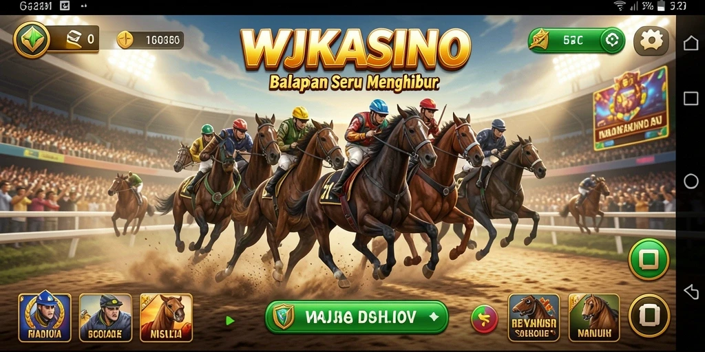 Tampilan seru dari gameplay WJKASINO dengan balapan yang mendebarkan.
